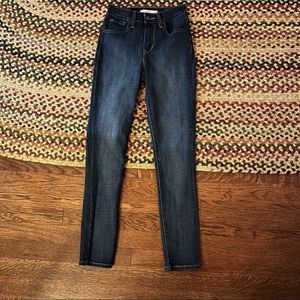 Levi’s 721 Red Tab High Rise Skinny Dark Wash Blue Mom Jeans (25)